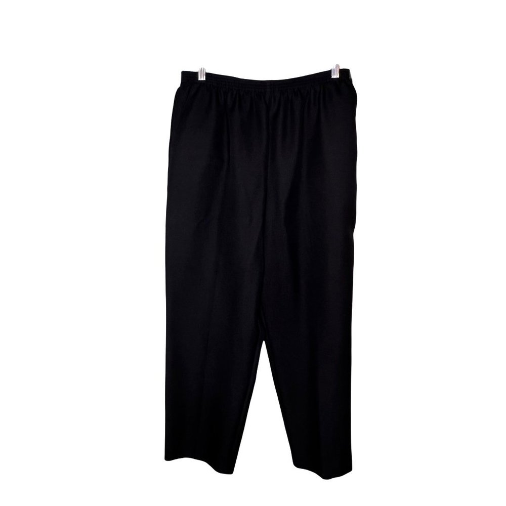 Alfred Dunner dress pants womens 16 black pull on elastic waist pockets polyeste